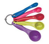Colourworks Measuring Spoon Set, 5 Spoons for Measuring Food, Durable, Stain Resistant and Dishwasher Safe Plastic, Bright Colours, Brights