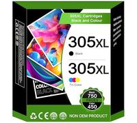 ColoWorld 305 Black/Tri-color High Yield Ink Cartridge Combo -for Original HP 305XL Works with: HP DeskJet HP DeskJet 2820e, 2800e, 2700, 2710e, 2720e, Plus 4120, Envy 6000, 6020e, 6032e, 6420e