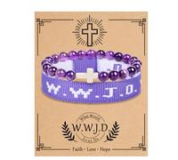 COLOYAN WWJD Bracelet Christian Cross Bracelets for Women Men Jesus Bracelets Faith Religious Easter Christian Jewelry, Adjustable, Stone, Woven Fabric, no gemstone