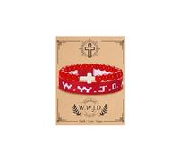 COLOYAN WWJD Bracelet Christian Cross Bracelets for Women Men Jesus Bracelets Faith Religious Easter Christian Jewelry, Adjustable, Stone, no gemstone