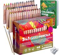 colozoo Gecko 3-in-1 Kids' Pencil Set | 48 Colouring Pencils with 2 Brushes, Sharpener, and Book for Ages 3 and Up | Ideal for Drawing and Colouring-Sets for Children