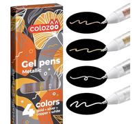 colozoo Metallic Gel Pens Set of 4 0.8mm Gold Silver Copper White