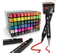 colpart 60 Colors Alcohol Markers Brush Tip Dual Tip Art Markers for Kids Marker Pens with Pen Holder and Carry Bag for Adult Coloring Painting Supplies for Painting, Coloring, Sketching and Drawing