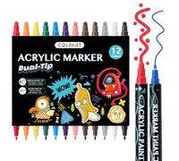 colpart Acrylic Paint Pens Paint Markers-12Colors Dual Tip Paint Pens For Rock Painting Wood Canvas Plastic Metal And Stone, Acrylic Dot Markers Pen For DIY Crafts-christmas