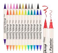 colpart Acrylic Paint Pens Paint Markers,24 Colors Dual Tip Brush Paint Pens For Rock Painting,Wood,Canvas,Calligraphy,Dot Markers For kids adults DIY Crafts Art Supplies