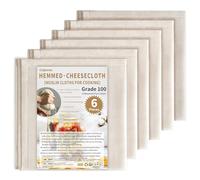 Colperun Cheese Cloths for Straining, 6Pack, Grade 100, 50x50cm Hemmed Muslin Cloths for Cooking Reusable Cheesecloth, Unbleached Cotton Cheese Cloth Muslin Fabric Strainer for Jam, Butter, Bread