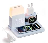 COLSUR 6 in 1 Wireless Charging Station, Magnetic 25W Wireless Charger with Alarm Clock, Night Light, Wireless Charger Stand for iPhone 17 16 15 14 13 12 11 X Pro Max, Apple Watch, AirPods