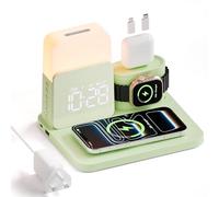 COLSUR 6 in 1 Wireless Charging Station, Magnetic 25W Wireless Charger with Alarm Clock, Night Light, Wireless Charger Stand for iPhone 17 16 15 14 13 12 11 X Pro Max, Apple Watch, AirPods