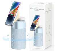 COLSUR Bluetooth Speaker, Wireless Charger, Bluetooth Speakers with Night Light, 2 in 1 Wireless Charging Station for 16/15/14/13/12 Series, for AirPods Pro/3/2（Gift Ideal） (BLUE)