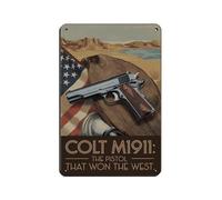 Colt 1911 US Military Gun Retro Poster Metal Tin Sign Chic Art Retro Iron Painting Bar People Cave Cafe Family Garage Poster Wall Decoration 8x12inch(20x30cm)