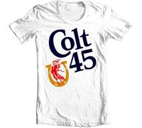 Colt 45 Malt Liquor T-Shirt Beer 100% Cotton Graphic Retro 80'S White Tee Mens Casual White S