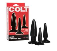 COLT Anal Trainer Tapered Black Butt Plug Kit 3 Size Beginners Starter Play Set
