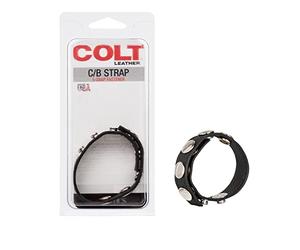COLT California Exotic Novelties Adjustable 5 Snap Leather Strap Black