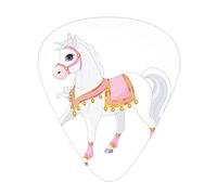 Colt Guitar Picks 6 PC,Graphic Royal Horse Tale,Personalized Guitar Pick for Acoustic,Great Gift for Dad Boyfriend Guitar Players(0.46/0.71/0.96 mm),White Pink and Orange,0.71