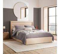 Colton Warm Beige Boucle Fabric Winged Ottoman Storage Bed - 5Ft King Size