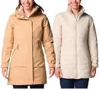 Columbia - 3 in 1 Parka - Pulaski II Interchange Jacket Canoe Dark Stone for Women - Size S - Beige Beige S