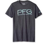Columbia Apparel Men's PFG Graphic T-Shirt Shirt, Charcoal Heather/PFG Hooks, Large