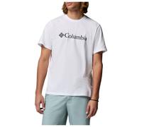 Columbia Men's Basic Logo Tee, Short Sleeve T-Shirt, White/Gem Columbia, Small