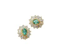 Columbia Emerald Stud Earringfor Women, Natural Green Genstone French Court Style Vintage Anniversary