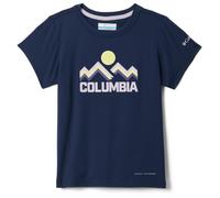 Columbia Youth Girls Tech Trail Utility Short Sleeve Graphic Crew, Technical Short Sleeve T-Shirt, Collegiate Navy/Rainbow Ridge, Medium