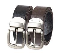 Columbia Men's 2-in-1 Reversible Casual Leather Belt - Versatile Everyday Style, Dual-Sided Strap, Black/Brown Vintage, Medium (34-36)