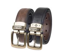 Columbia Men's 2-in-1 Reversible Casual Leather Belt - Versatile Everyday Style, Dual-Sided Strap, Brown/Black Stretch, Small (30-32)