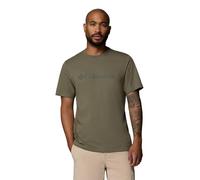 Columbia Men's Basic Logo Tee, Short Sleeve T-Shirt, Stone Green/Gem Columbia, Small