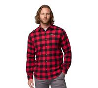 Columbia Men's Cornell Woods Flannel Long Sleeve Shirt Button, Mountain Red Buffalo Check, Large