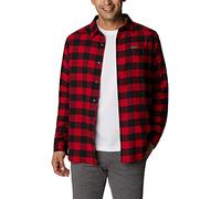 Columbia Men's Cornell Woods Long Sleeve Flannel Shirt Button, Mountain Red Buffalo Check, XL