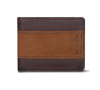 Columbia Men's Everyday Bifold Wallet – ID Window, Multiple Card Slots – Brown Two-Tone