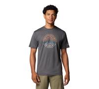 Columbia Mens Kwick Hike Graphic Short Sleeve Tee, Black Heather/Peaked Lifestyle, Medium