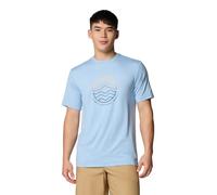 Columbia Men's Kwick Hike Graphic Short Sleeve Tee, Ripple Blue Heather/Peaked Lifestyle, Medium