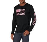 Columbia Men's Long Sleeve Tee Shirt Outdoors Fishing Camping Hiking T, Black with Sorbet, XL