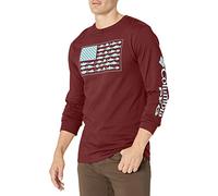 Columbia Men's Long Sleeve Tee Shirt Outdoors Fishing Camping Hiking T, Rich Wine with Gulfstream, Large