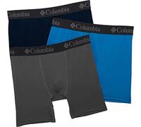 Columbia Men's Overall Mesh Boxer Brief 3 Pair, Charcoal/Compass Blue/Collegiate Navy, XXL