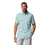 Columbia Mens PFG Harbor Peak Short Sleeve Shirt, Marine Light Offshore Tartan, 3X Tall