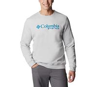 Columbia Men's PFG Stacked Logo Crew Sweatshirt, Cool Grey/Deep Marine, L