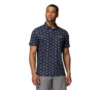 Columbia Mens PFG Super Slack Tide II Stretch Polo, Nocturnal Bluefin Pride, Medium