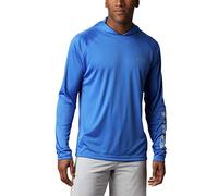 Columbia Men's PFG Terminal Tackle Fishing Hoodie, Breathable, UV Sun Protection, Vivid Blue/Cool Grey Logo,3X Tall