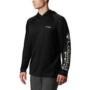 Columbia Men's PFG Terminal Tackle Hoodie, Black/Cool Grey Logo, XL Tall