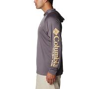 Columbia Men's PFG Terminal Tackle Hoodie Hooded Sweatshirt, City Grey/Cocoa Butter Logo, S