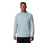 Columbia Men's PFG Terminal Tackle Long Sleeve Shirt, Crushed Blue/Bright Nectar Logo, 4X