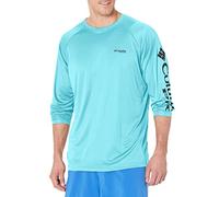 Columbia Men's PFG Terminal Tackle Long Sleeve Shirt, Gulf Stream/Black Logo, 4X Tall