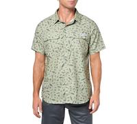 Columbia Men's PFG Uncharted Printed Short Sleeve Shirt, Smokey Sage Cast N Blast, Medium
