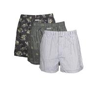 Columbia Men's PFG Woven Boxer Short 3 Pack, Shark Freshfish Print/Cypress Trout Print/Grey Stripe, S (Pack of 3)