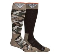 Columbia Men's PHG Camo Wool Crew Socks 2 Pair, Brown, 4.5-12.5 UK