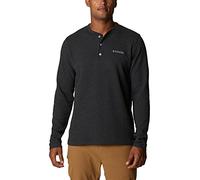 Columbia Men's Pine Peak Waffle Long Sleeve Henley Hiking Shirt, Black Heather, 3X