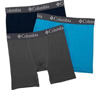 Columbia Men's Polyester/Stretch Solid Boxer Brief 3 Pair, Charcoal/Compass Blue/Collegiate Navy, Large