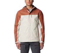 Columbia Men's Pouring Adventure Jacket, Waterproof Rain Jacket, Dark Stone/Auburn, Size L