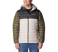 Columbia Men's Powder Lite Hooded Jacket, Hooded Puffer Jacket, Dark Stone/Shark/Stone Green, Size S